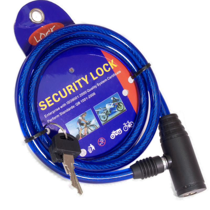 Замок противоугонный ZX-2102 8х1000 мм 2 ключа, синий