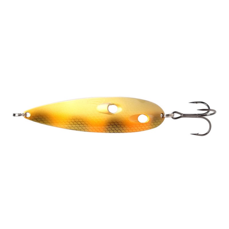 Блесна колеблющаяся Kuusamo Tundra Cowpie, 85 мм, 19 гр, цвет Ye/O/G-C, UV