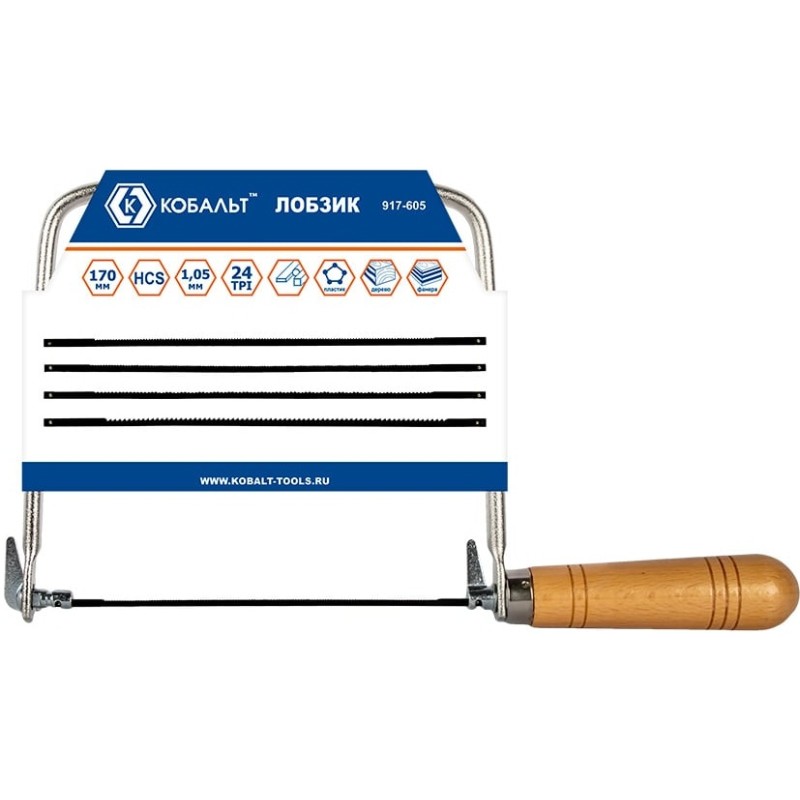 Лобзик ручной Кобальт 917-605, пилка 170 мм, 180x310 мм