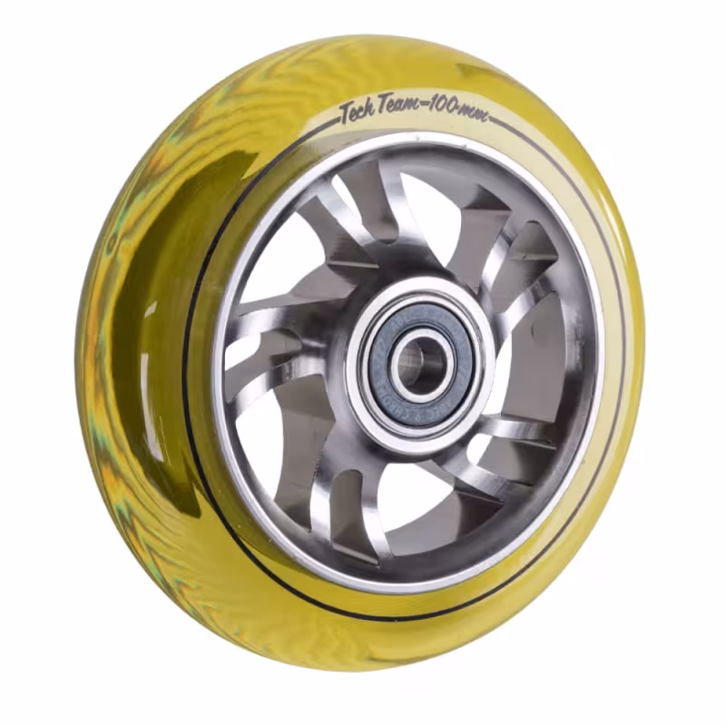 Колесо для самоката Tech Team Wind 2 yellow transparent, 100 мм, желтый