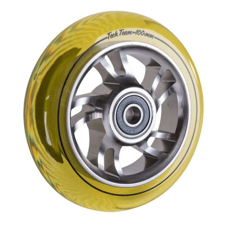 Колесо для самоката Tech Team Wind 2 yellow transparent, 100 мм, желтый