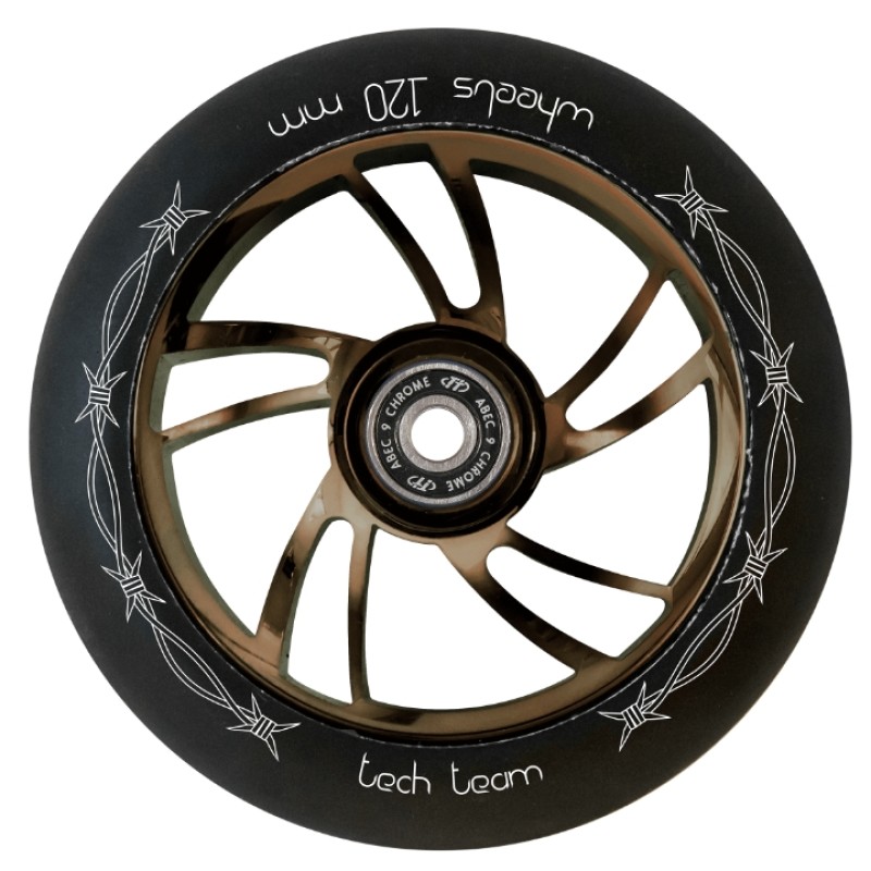 Колесо для самоката Tech Team Big Brock Brown E-plated, 120 мм, черный/коричневый
