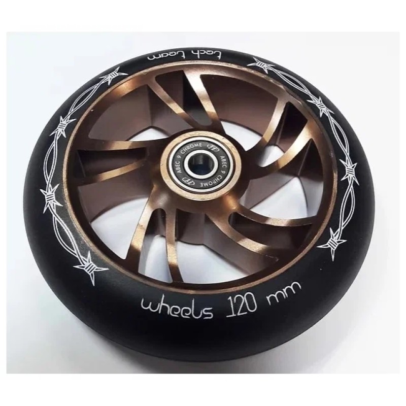 Колесо для самоката Tech Team Big Brock Brown E-plated, 120 мм, черный/коричневый