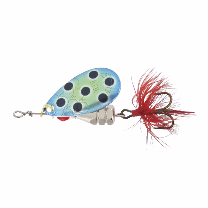 Блесна вращающаяся Kuusamo Kuf-Lippa, с оперением, 4 см, 5 гр, цвет BL/GR-S