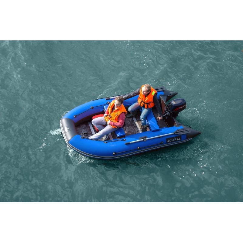 Надувная лодка ПВХ Адмирал 330 CF Сила, пайол фанерный, черный/красный