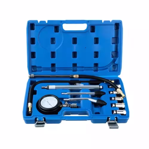 Компрессометр бензиновый SpecX, набор с гибкой, 2-мя жесткими насадками, 2-мя удлинителями и переходниками