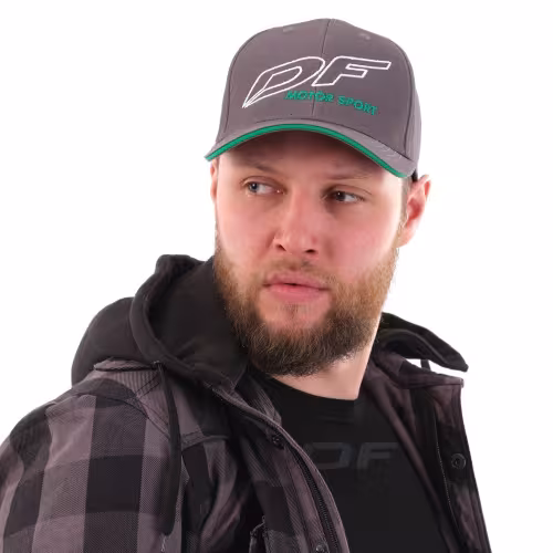 Кепка-бейсболка Dragonfly Classic Motor Sport Grey/Green, хлопок, серый/зеленый