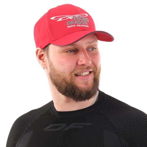 Кепка-бейсболка Dragonfly Classic Racing Dragon D-fly Red/Grey, хлопок, красная