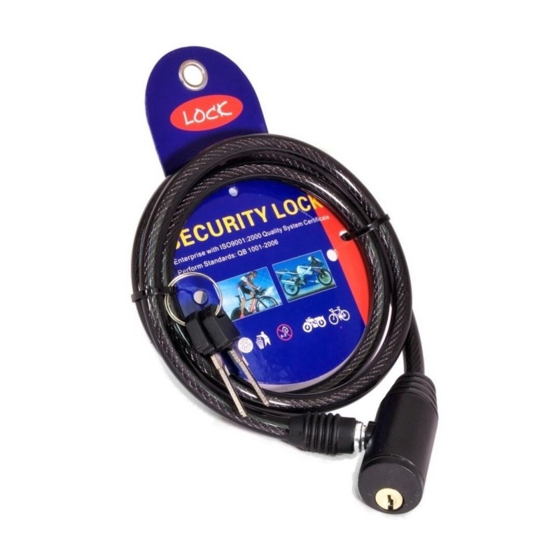 Замок противоугонный ZX-2102 8х1000 мм 2 ключа, черный