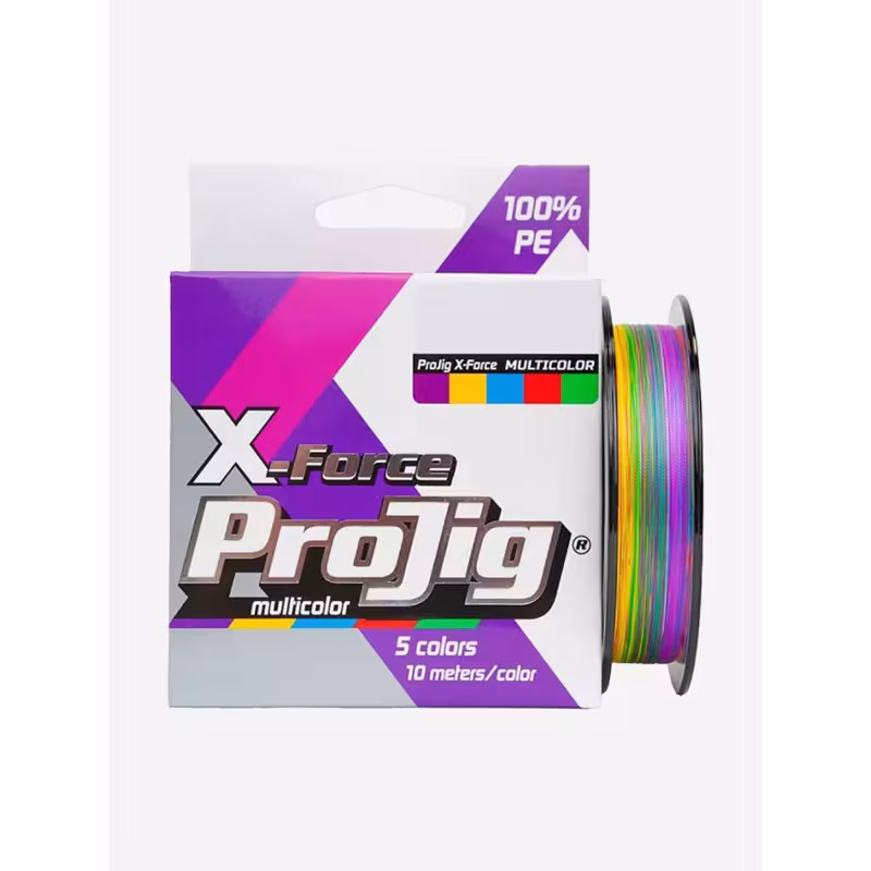 Шнур плетеный ProJig X-Force Multicolor, 0.14 мм,  9 кг, 100 м