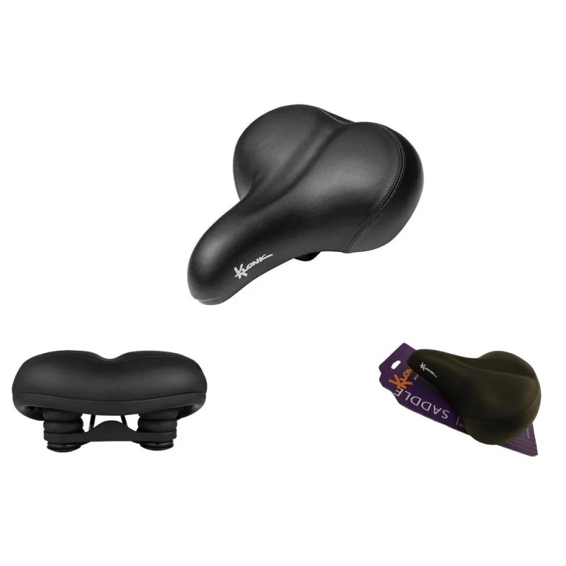 Седло велосипедное Klonk 11511 Elastomer Comfort Series, 243х200 мм, черный