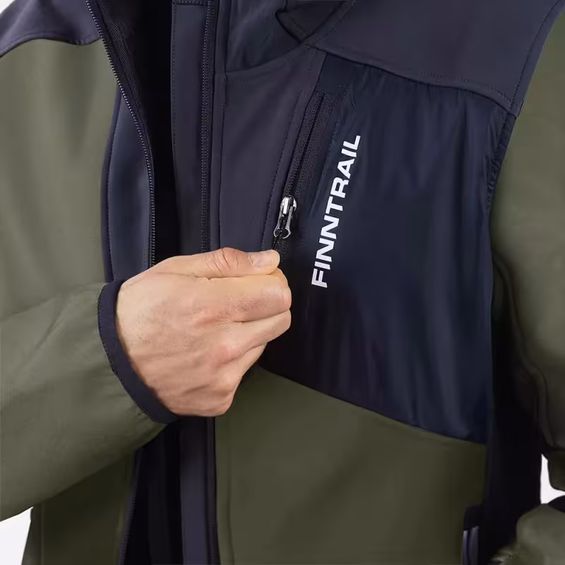 Куртка мужская Finntrail Nitro 1320 Khaki, ткань Софтшелл, хаки, размер 62-64 (XXXL), 190-200 см