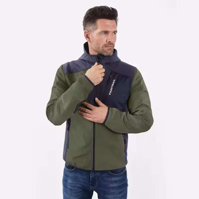 Куртка мужская Finntrail Nitro 1320 Khaki, ткань Софтшелл, хаки, размер 62-64 (XXXL), 190-200 см