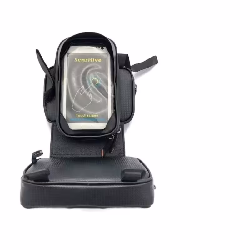 Велосумка на раму Klonk УТ00024143 c отделением для смартфона, двойная, черный