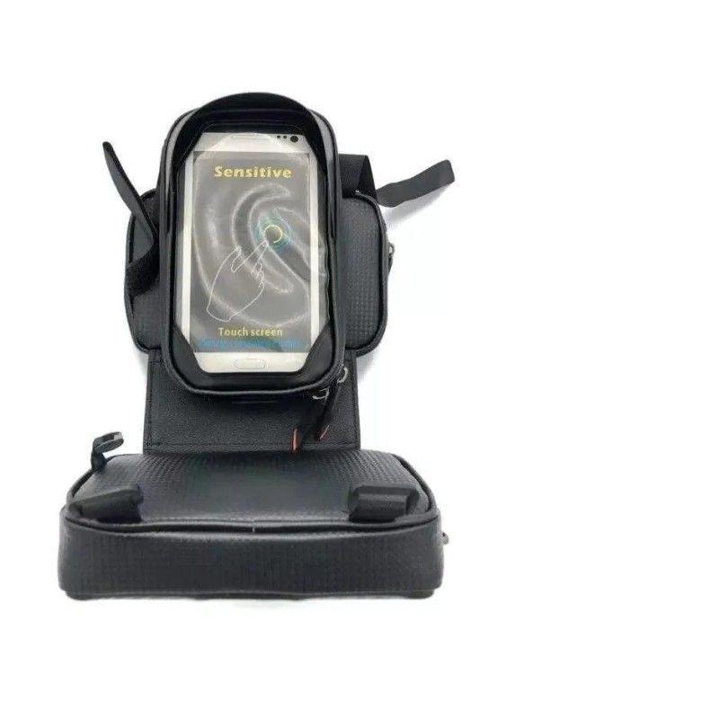 Велосумка на раму Klonk УТ00024143 c отделением для смартфона, двойная, черный