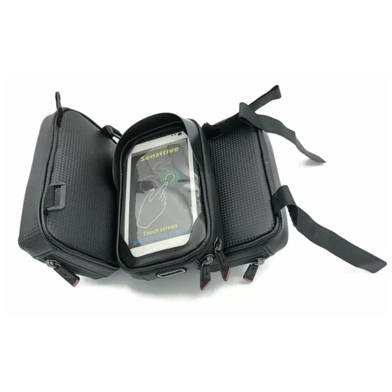 Велосумка на раму Klonk УТ00024143 c отделением для смартфона, двойная, черный