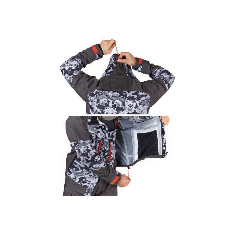 Костюм мужской Norfin Pro Dry 3 Camo 05, ткань Nortex Breathable, серый, размер 60-62 (XXL), 175-177 см