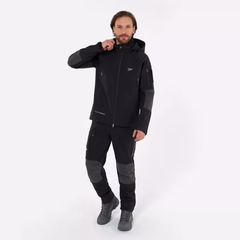 Куртка мужская Finntrail Tactic 1323 Graphite, ткань Софтшелл, черный, размер 54-56 (XL), 180-190 см