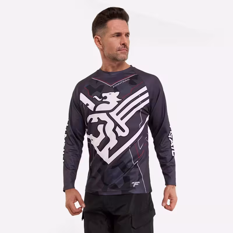 Джерси мужское Finntrail Jersey 6601 CamoShadowBlack, полиэстер, черный, размер 42-44 (XS), 160-170 см