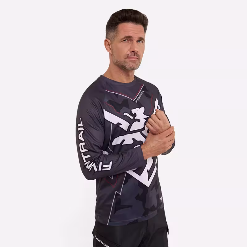 Джерси мужское Finntrail Jersey 6601 CamoShadowBlack, полиэстер, черный, размер 58-60 (XXL), 185-195 см