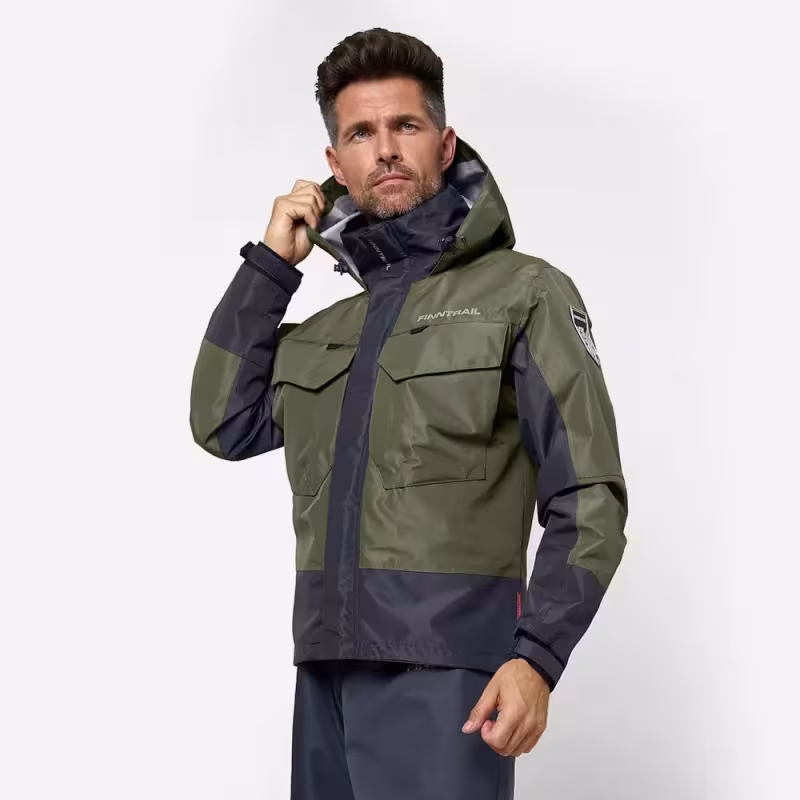 Куртка забродная мужская Finntrail Coaster 4023 Khaki, мембрана Hard-Tex, хаки, размер 44-46 (S), 165-175 см