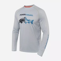 Лонгслив мужской Finntrail Wave Fish 6611 Grey, полиэстер, серый, размер 42-44 (XS), 160-170 см
