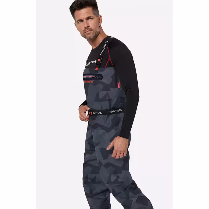 Полукомбинезон-вейдерсы мужской Finntrail Airman 5260, мембрана Hard-Tex, CamoShadowBlack, серый камуфляж, размер XL/44, 180-190 см