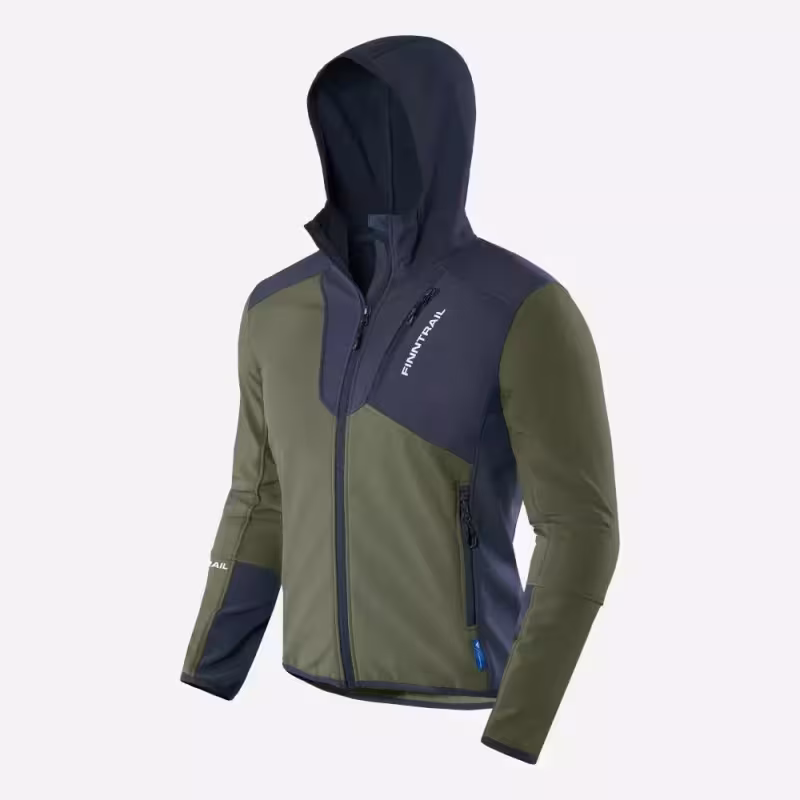 Куртка мужская Finntrail Nitro 1320 Khaki, ткань Софтшелл, хаки, размер 58-60 (XXL), 185-195 см