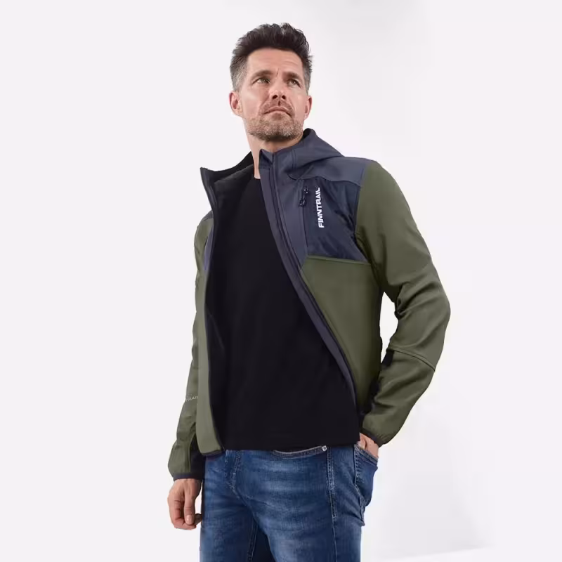 Куртка мужская Finntrail Nitro 1320 Khaki, ткань Софтшелл, хаки, размер 58-60 (XXL), 185-195 см