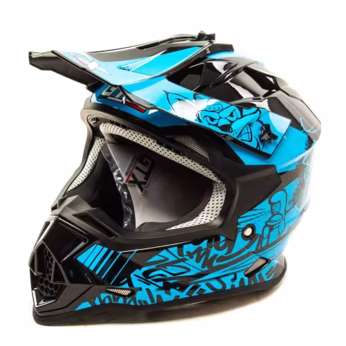 Мотошлем детский GTX 632S, черный/синий, размер L