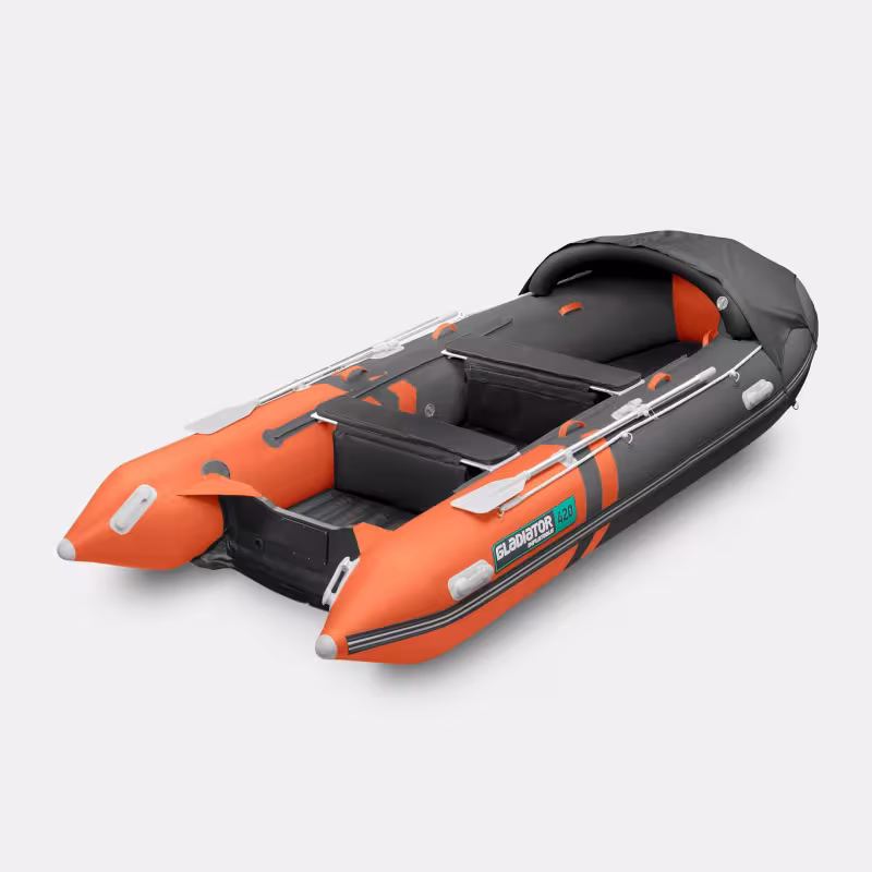 Надувная лодка ПВХ Gladiator E420PRO, НДНД, оранжевый/темно-серый