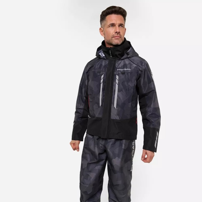 Куртка мужская Finntrail Greenwood 4021 CamoShadowBlac, мембрана Hard-Tex, черный, размер 48-50 (M), 170-180 см