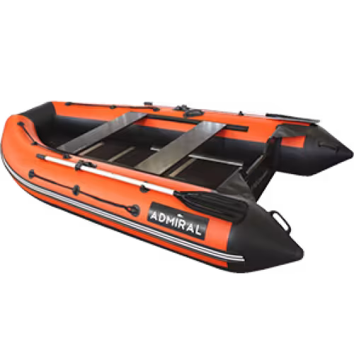Лодка надувная ПВХ Адмирал 305 Classic, пайол фанерный, оранжевый/черный