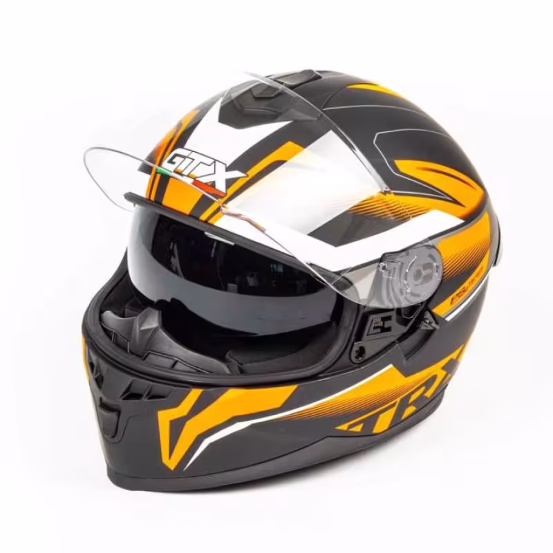 Мотошлем GTX 5672 #2 Black/Fluo Orange/Grey, черный/белый/оранжевый, размер XL