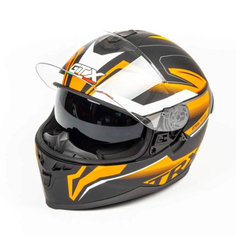 Мотошлем GTX 5672 #2 Black/Fluo Orange/Grey, черный/белый/оранжевый, размер XL