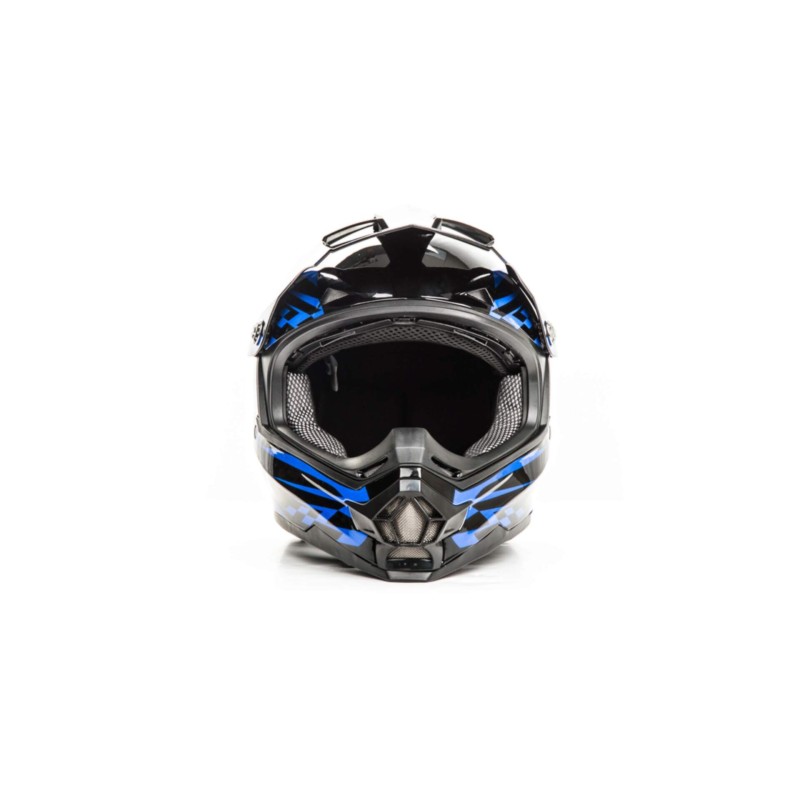 Мотошлем Hizer B6196 #2, черный/голубой, размер М