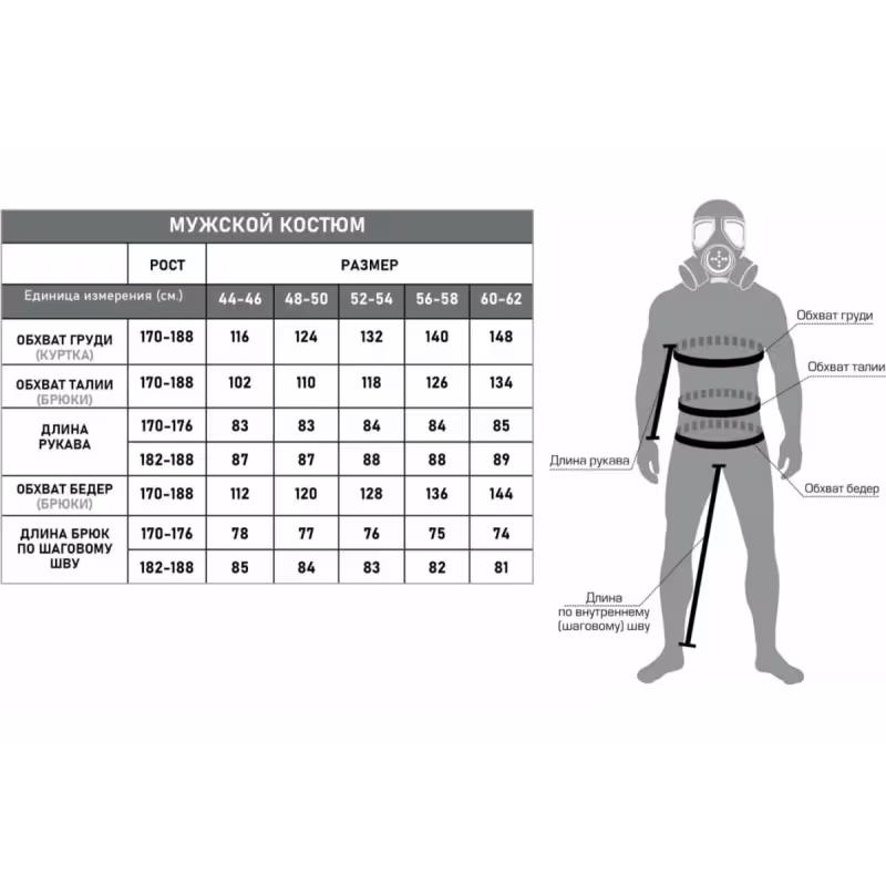 остюм-дождевик мужской Элементаль, оксфорд, камуфляж, размер 60-62