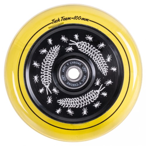 Колесо для самоката Tech Team Hollow core, yellow transparent, 100 мм, желтый/прозрачный