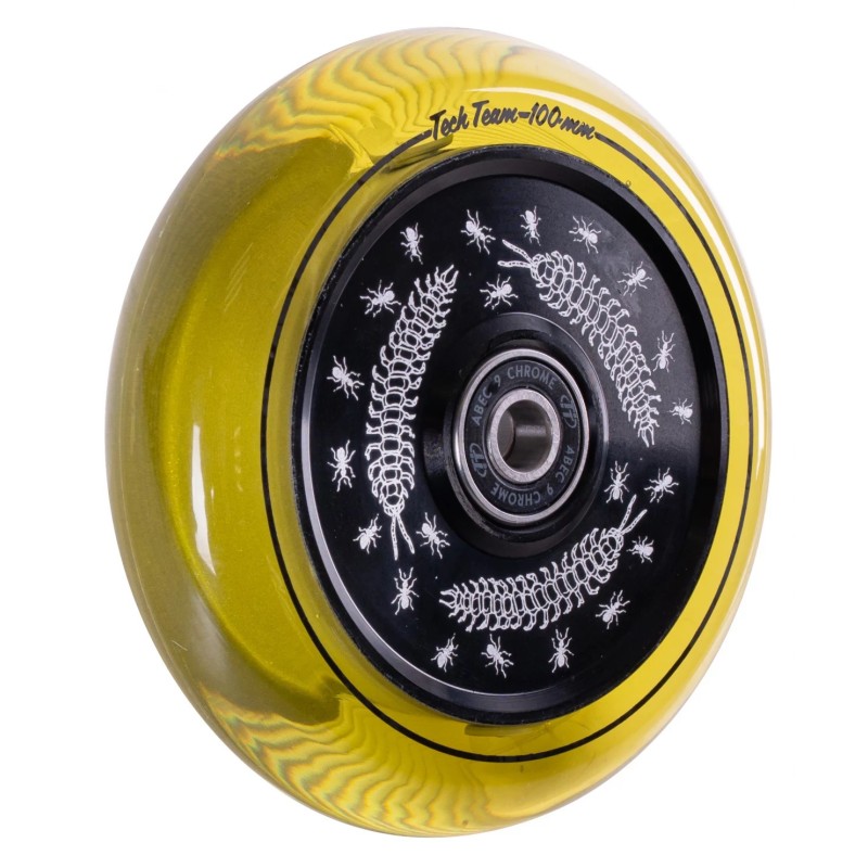 Колесо для самоката Tech Team Hollow core, yellow transparent, 100 мм, желтый/прозрачный