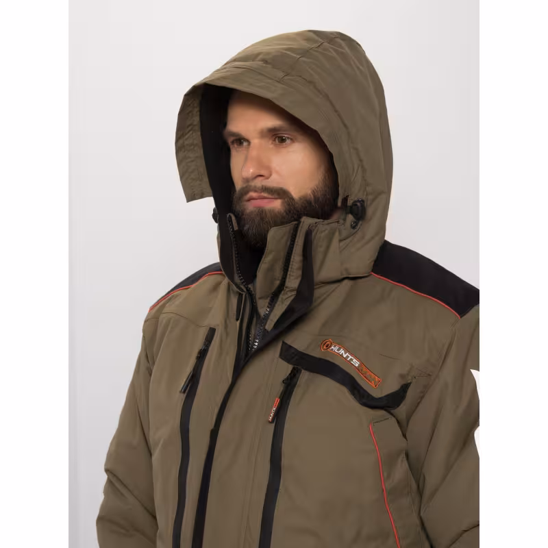 Костюм мужской Huntsman (Восток) Siberia, ткань Breathable, хаки/черный, размер 68-70, 182-188 см