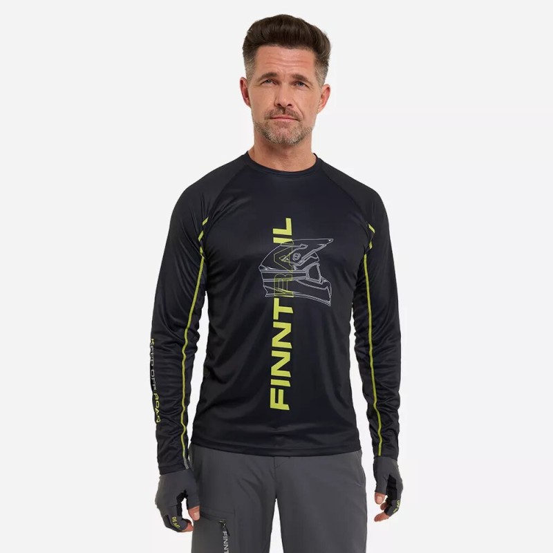 Лонгслив мужской Finntrail Wind Helmet 6610 Graphite, полиэстер, черный, размер 48-50 (M), 170-180 см