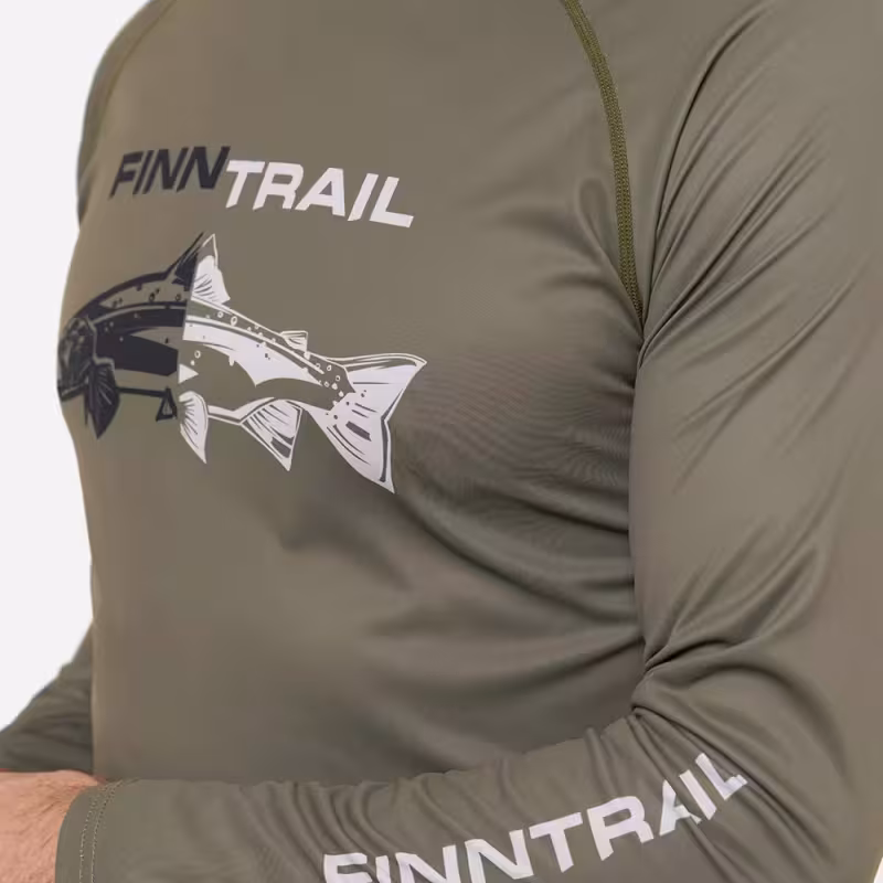 Лонгслив мужской Finntrail Wave Fish 6611 Khaki, полиэстер, хаки, размер 54-56 (XL), 180-190 см
