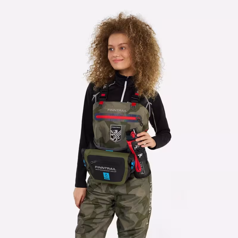 Полукомбинезон-вейдерсы женский Finntrail Rachel 1520, мембрана Hard-Tex, CamoShadowGreen, зеленый, размер L/39, 170-180 см