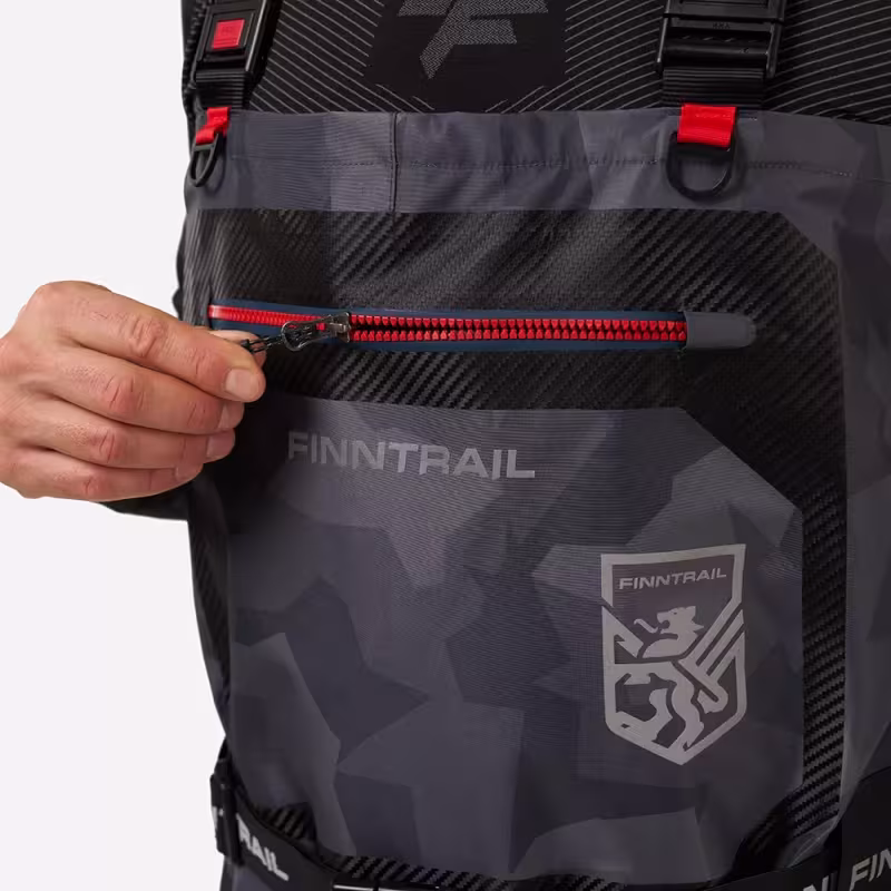 Полукомбинезон-вейдерсы Finntrail Speedmaster 1528 Camo Shadow Black, мембрана Hard-Tex, серый камуфляж, размер 50-52 (L), 175-185 см