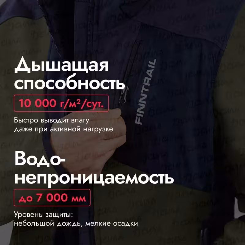 Куртка мужская Finntrail Nitro 1320 Khaki, ткань Софтшелл, хаки, размер 44-46 (S), 165-175 см