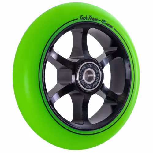 Колесо для самоката Tech Team 6ST Black/Green, 110 мм, черный/зеленый