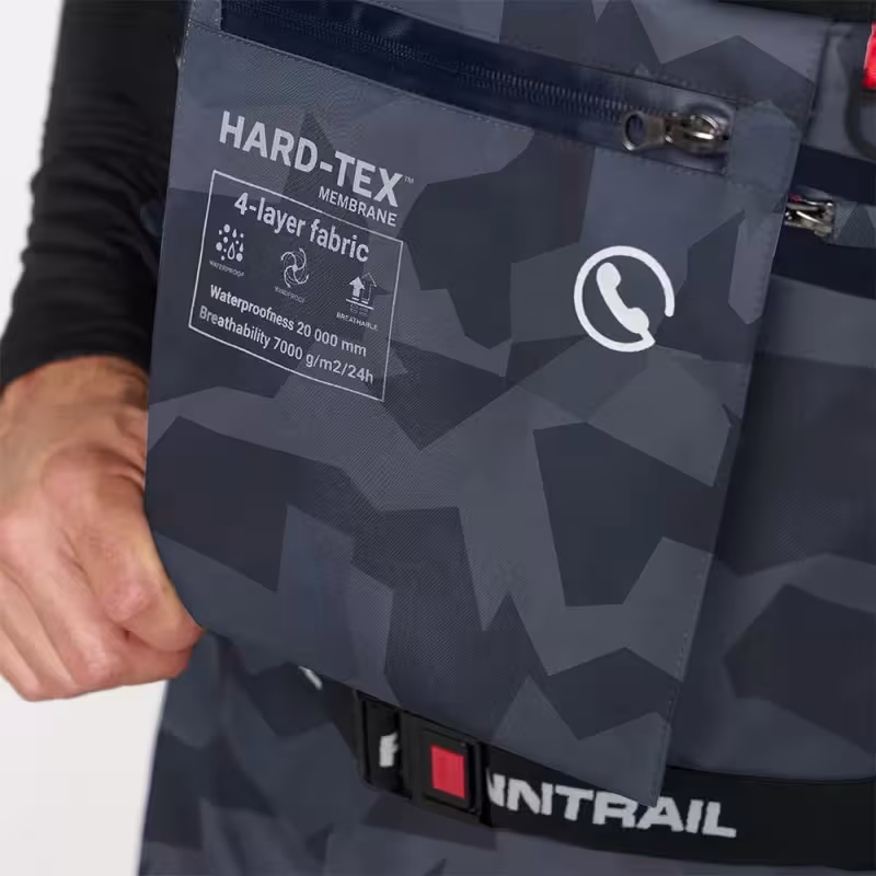 Полукомбинезон-вейдерсы мужской Finntrail Airman 5260, мембрана Hard-Tex, CamoShadowBlack, серый камуфляж, размер L/44, 175-185 см