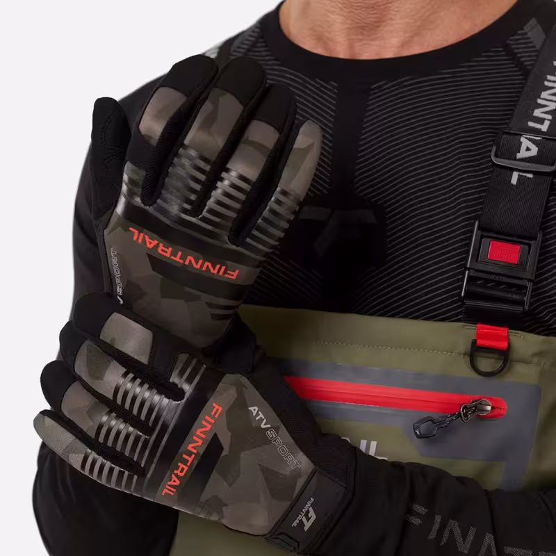 Мотоперчатки Finntrail Eagle 2840 CamoShadowGreen, черный/камуфляж, неопрен, размер L