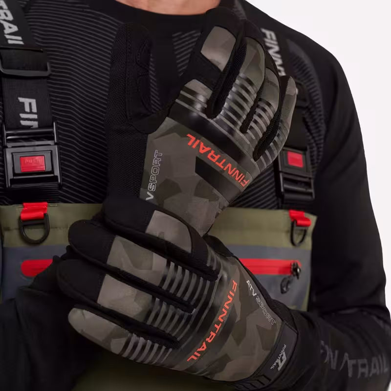 Мотоперчатки Finntrail Eagle 2840 CamoShadowGreen, черный/камуфляж, неопрен, размер L