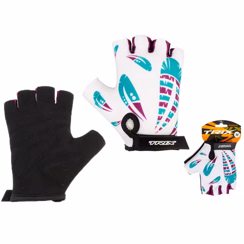 Велоперчатки Trix Nw, белый/бирюзовый, размер S
